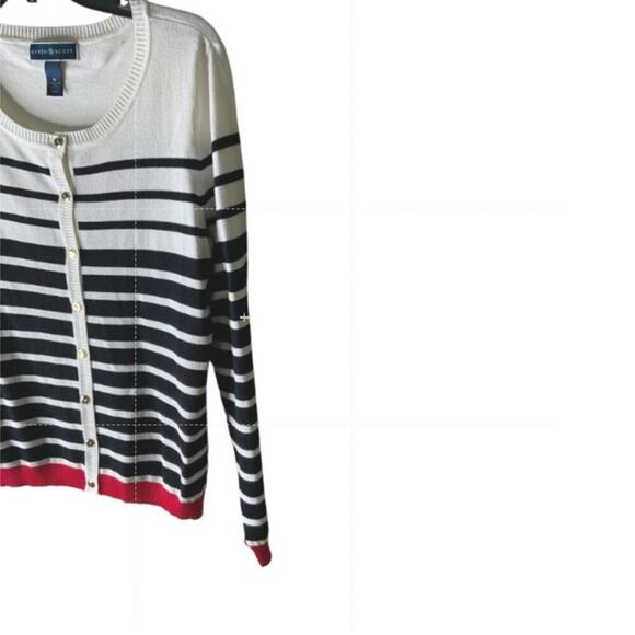 Karen Scott Cardigan Sweater Button-Up Women's Size Medium Long Sleeves Striped - Picture 5 of 8